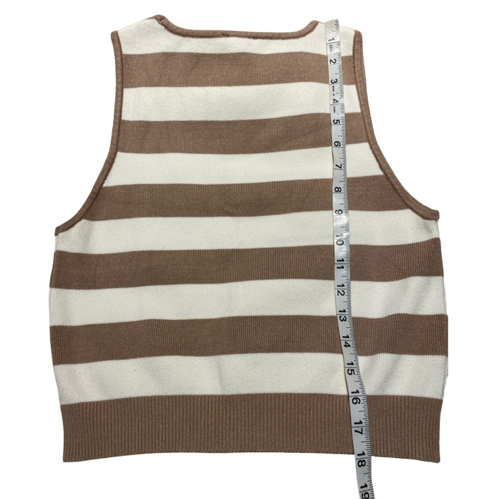 Dynamite Tan Ivory Striped Crewneck Tank Top Size Xl Knit Stretch Cropped - Picture 13 of 16